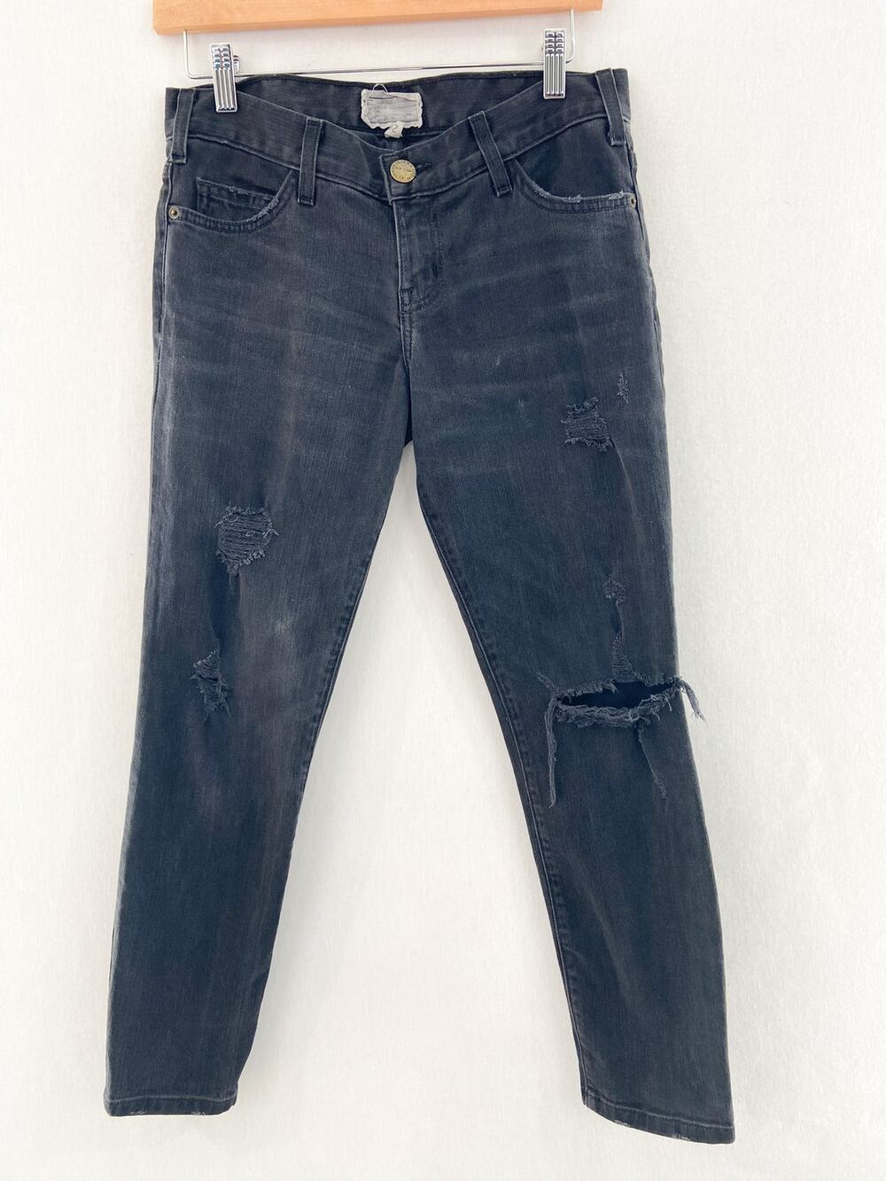 Current/Elliot Women's Cropped Skinny Jeans size 26 Night Wash Distressed